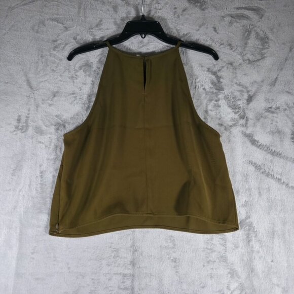 Worthington Halter Neck Side Zip Sleeveless Top Olive Green Size L - Picture 3 of 3